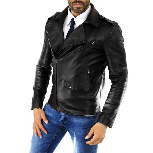 Chiodo biker vera pelle - vera,