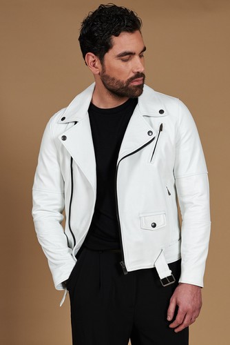 Chiodo vera pelle bianca - pelle,