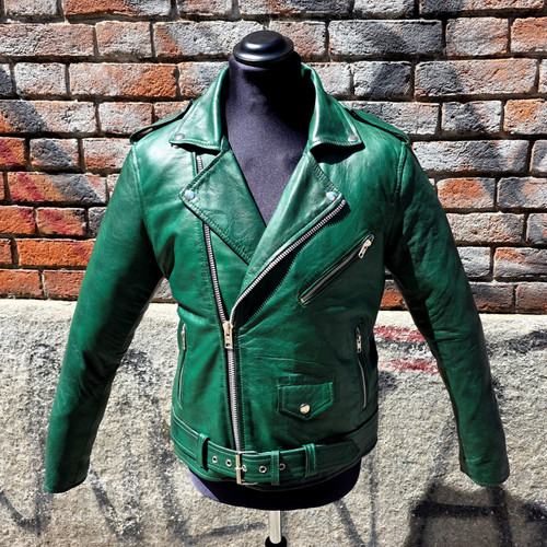 Giubbotto chiodo pelle verde