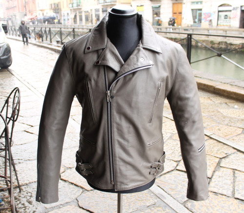 Giubbotto chiodo pelle - , grigio
