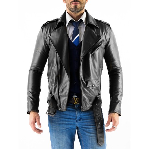 Chiodo biker vera pelle - in,