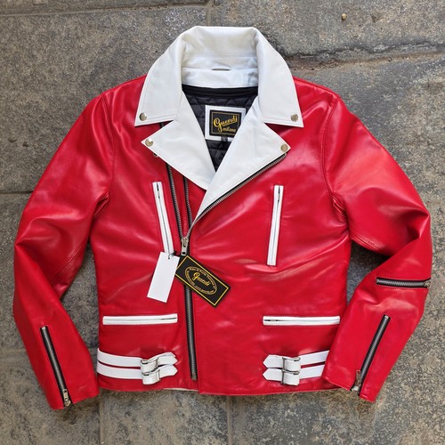 Giubbotto chiodo pelle rosso