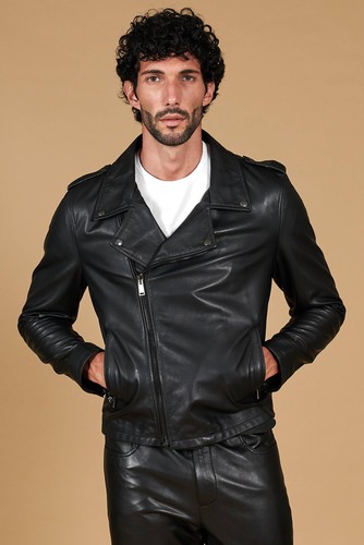Chiodo vera pelle - nera, con